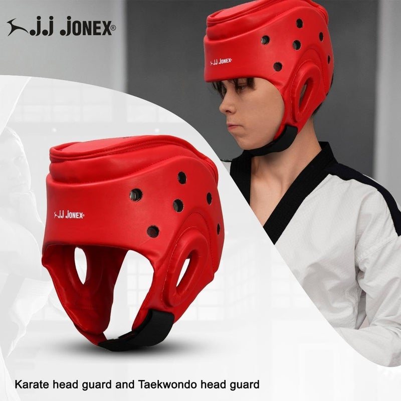 Jonex JJ Jonex Sports Boxing Headgear - Training Sparring Safety Head Guard for MMA, Kickboxing, Muay Thai - Red - Medium Size - Image 3